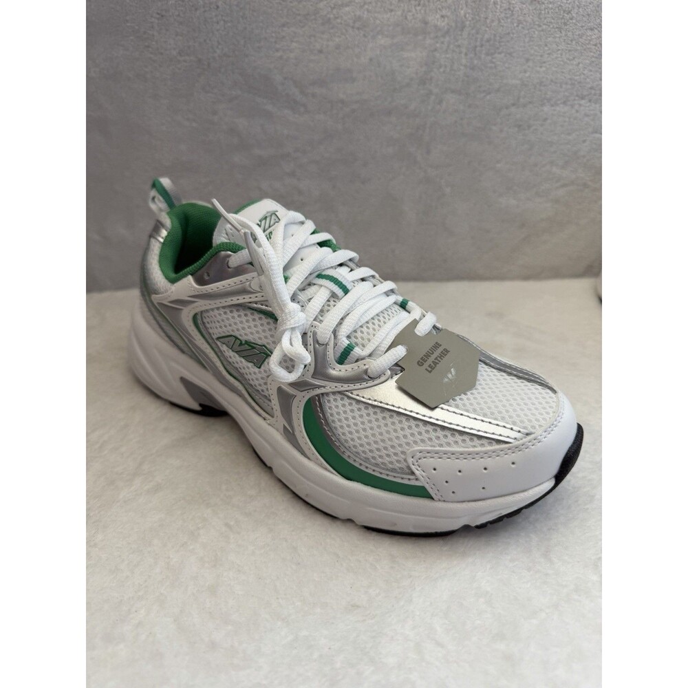 Avia Women’s Size 8 Retro Sneakers White Silver Green Athletic Running Shoes